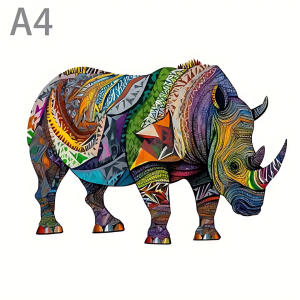 Wooden Puzzle - Rhino